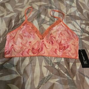 NWT INC International Concepts Pink and Orange Marble Bralette